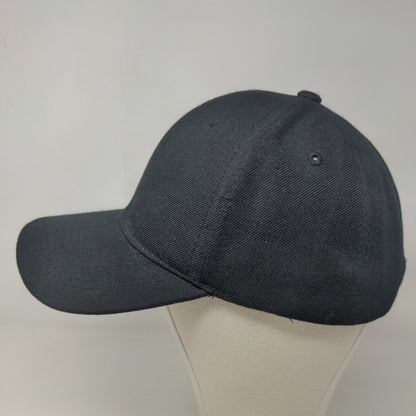 Top Level Men's Strapback Hat Black Adjustable Blank 100% Polyester