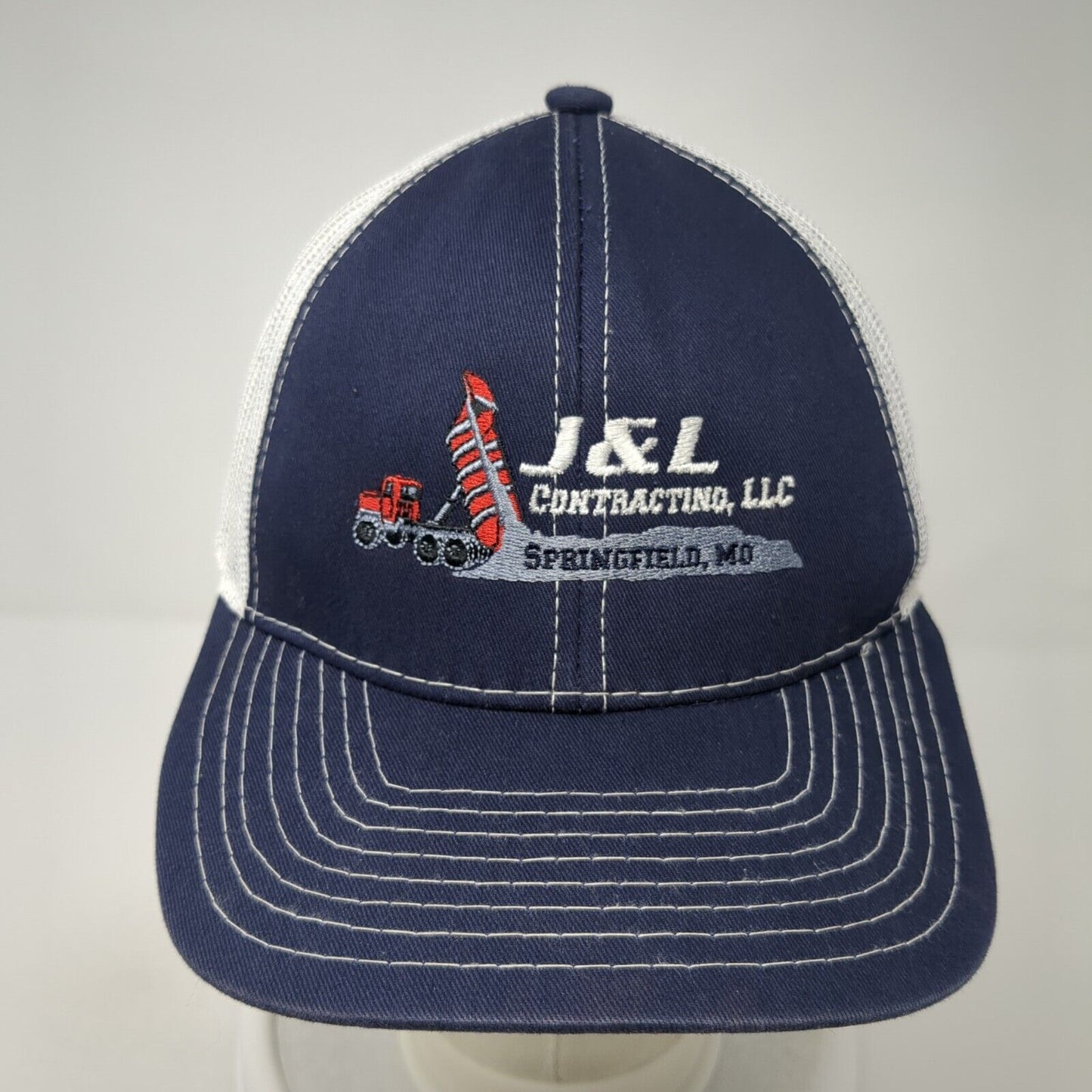 J & L Contracting LLC Strapback Trucker Hat Blue One Size Mesh Back