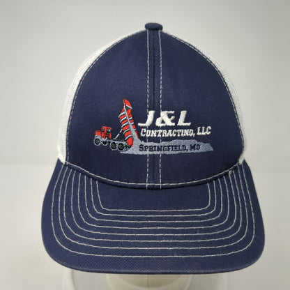 J & L Contracting LLC Strapback Trucker Hat Blue One Size Mesh Back
