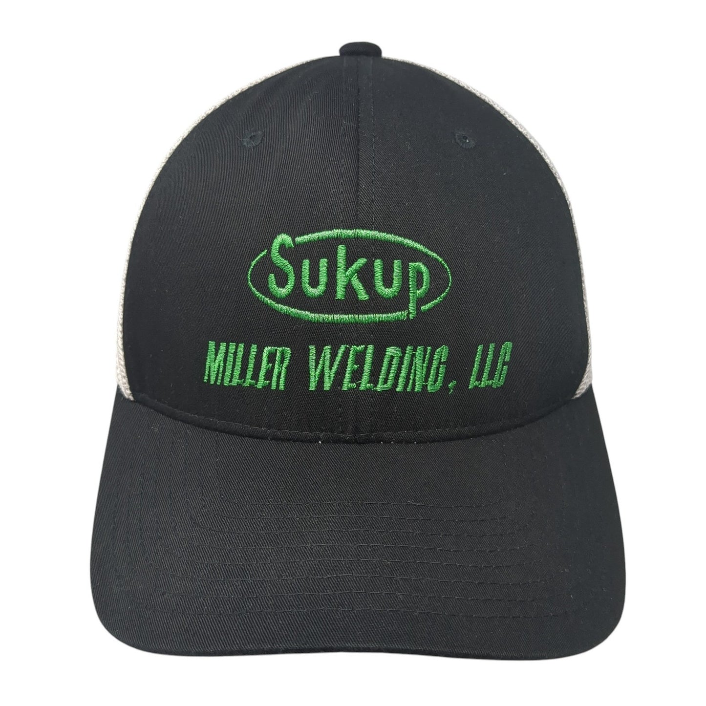 Sukup Miller Welding LLC Fitted Trucker Hat Black One Size Mesh Back