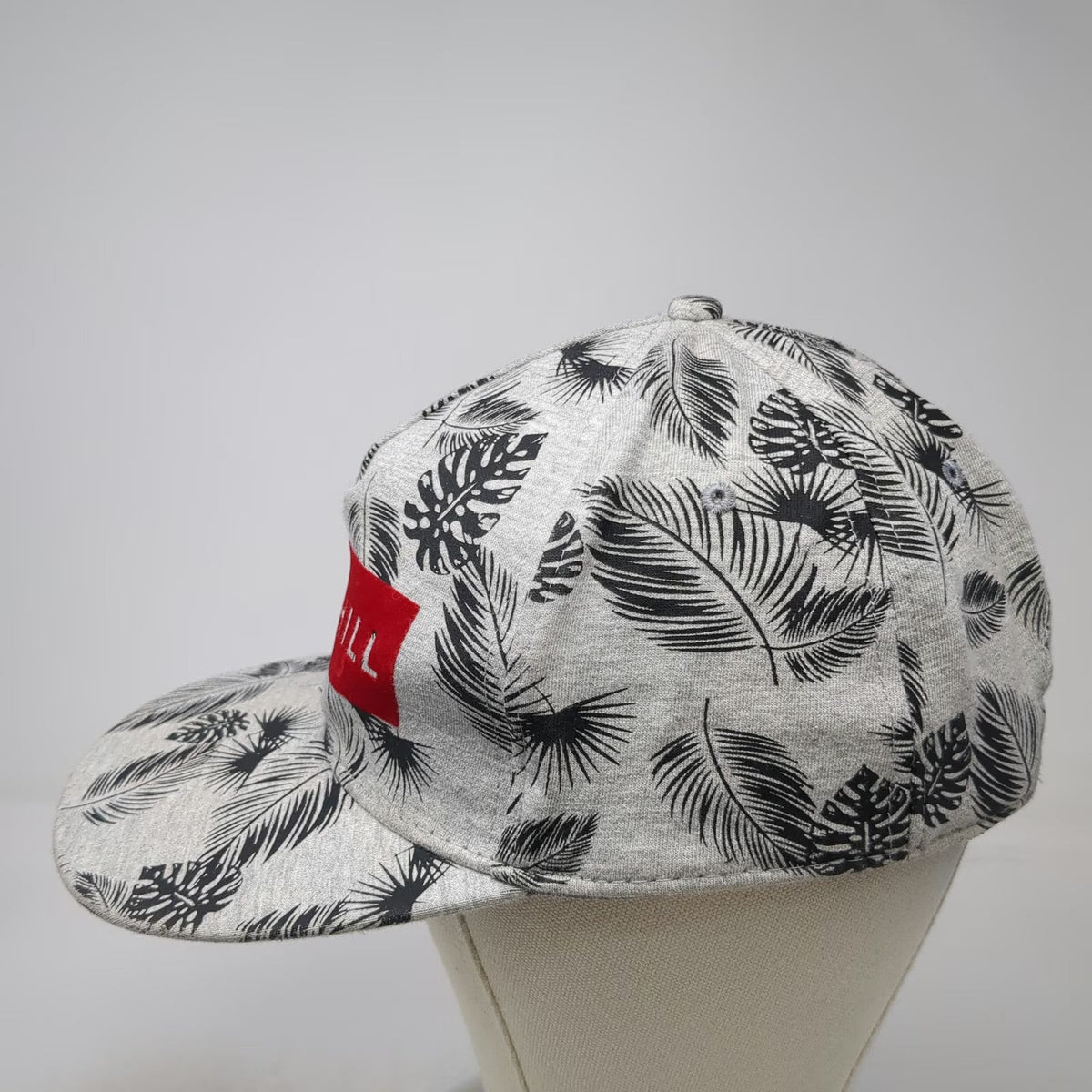5 Panel Gray Hat One Size Just Chill Tropical Palm Leaves Black Flat Brim