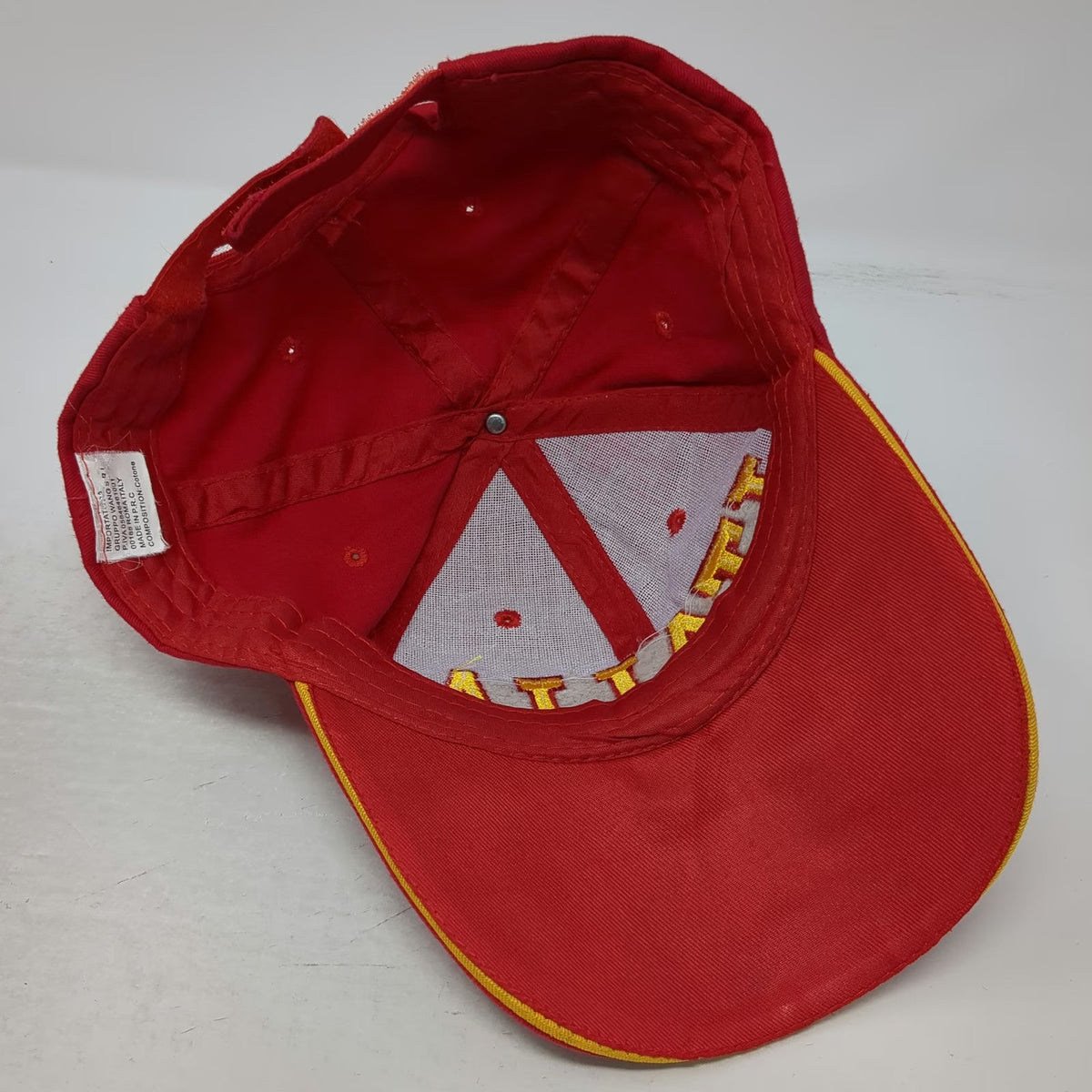 Gruppo Wang Baseball Cap Red One Size Italia Italy Flag Embroidered Hat Strap