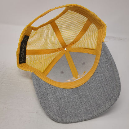 Fahrenheit Headwear Trucker Hat Gray Yellow One Size Rays for Rare Snapback Mesh