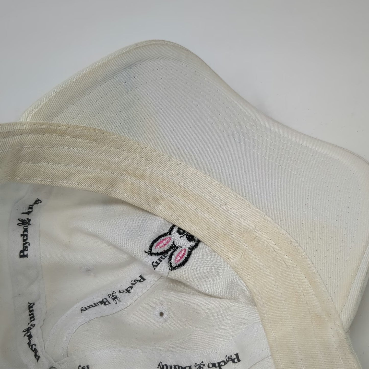 Psycho Bunny Baseball Cap White One Size Embroidered Logo Slideback Cotton Hat