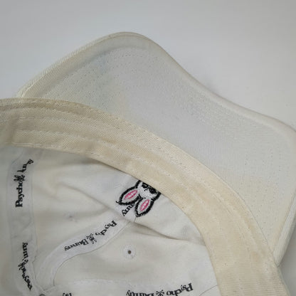 Psycho Bunny Baseball Cap White One Size Embroidered Logo Slideback Cotton Hat