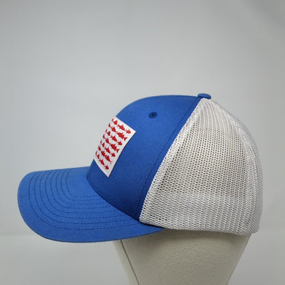 Columbia PFG Fitted Mesh Back Trucker Hat Blue S/M USA Fish Flag Patch