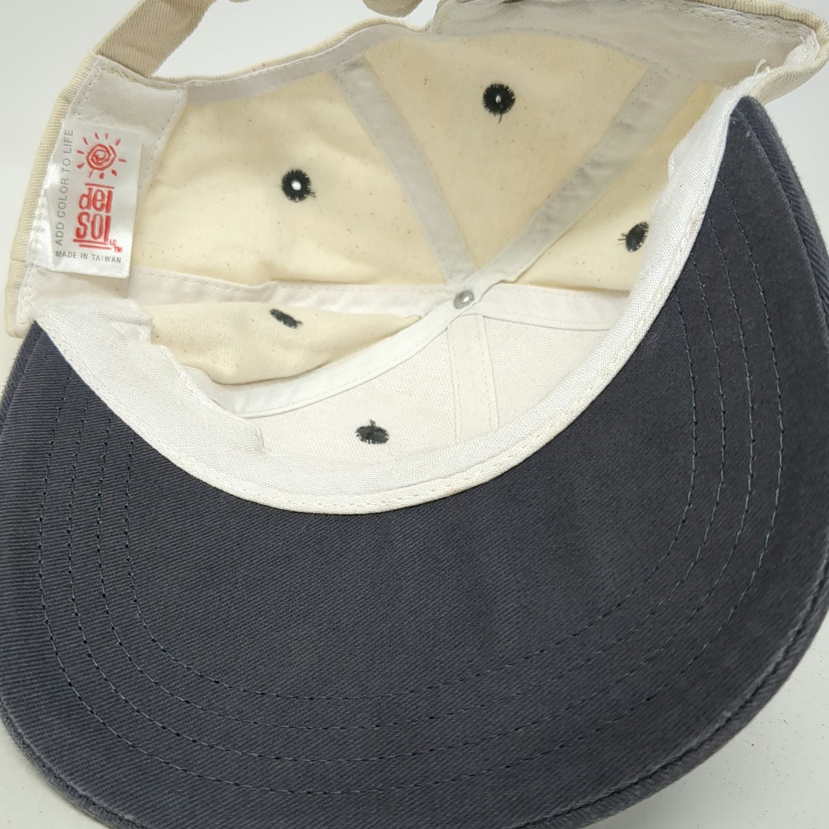 Del Sol Baseball Cap Beige Blue One Size St. Thomas USVI Souvenir Strapback Hat