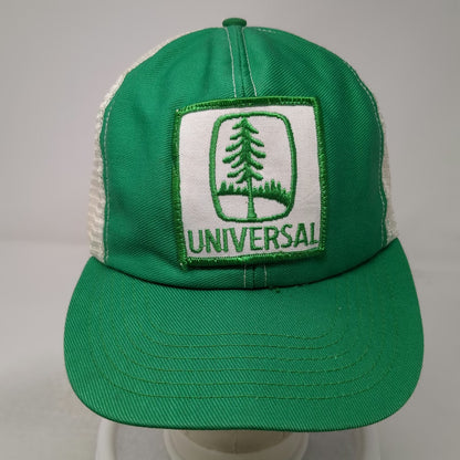 Universal Green White Trucker Hat Mesh Back Snapback Tree Logo Patch Vintage