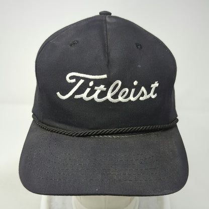 Titleist Baseball Cap Black One Size Texace USA Made Slideback Hat Golf Vintage