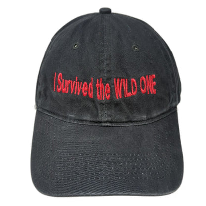 Port & Company Baseball Cap Black OSFM I Survived the WILD ONE Embroidery Hat