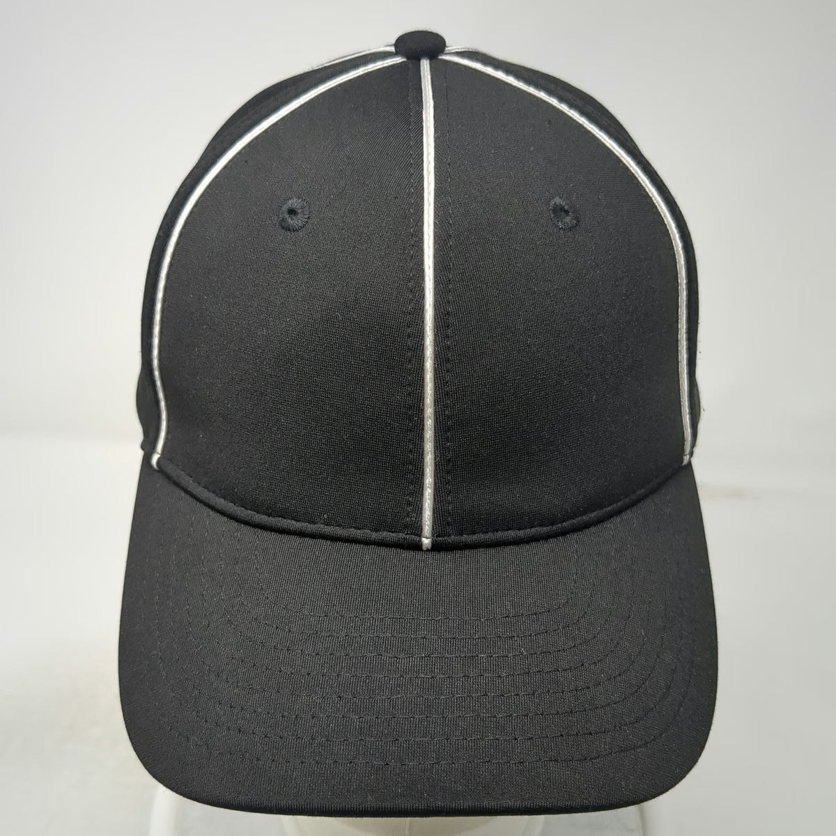 Smitty Baseball Cap Black M Flexfit White Seam Piping Fitted Umpire Sport Hat