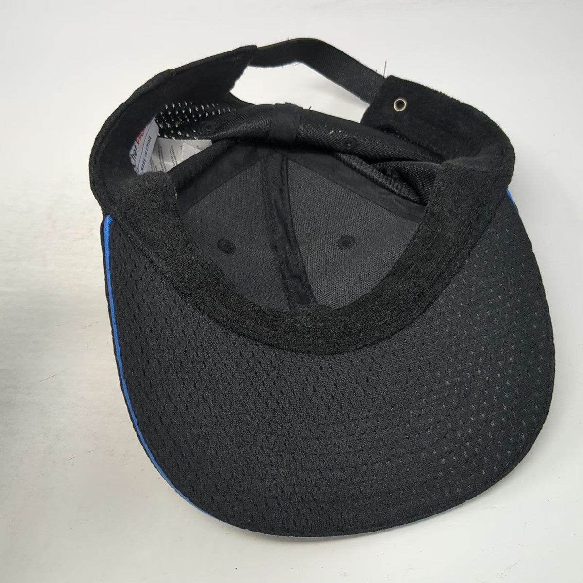 Chef Works Baseball Cap Black One Size Blue Trim Breathable Mesh Hat Slideback