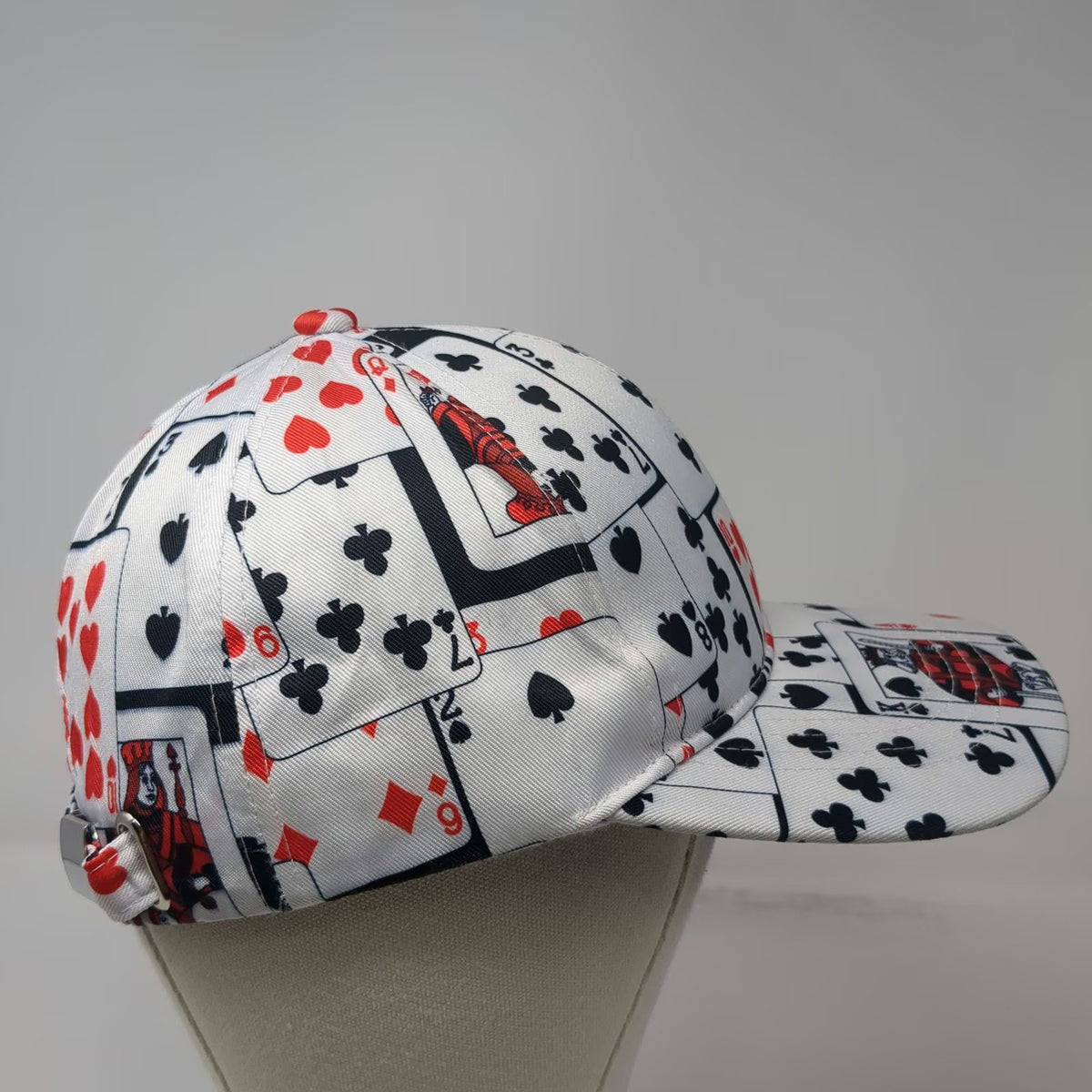 White Playing Cards Poker Gambling Allover Print One Size Baseball Cap Hat