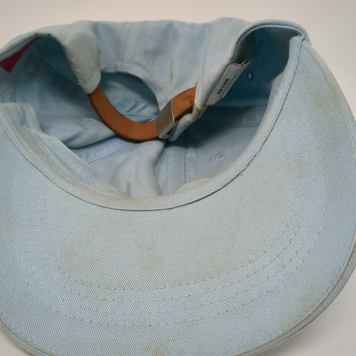 Baseball Cap Blue One Size Leather Strapback Plain Cotton Blank Curved Brim Hat