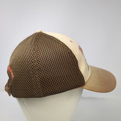 Les Schwab 5 Panel Brown One Size Tractor Embroidery Mesh Strapback Farmers hat