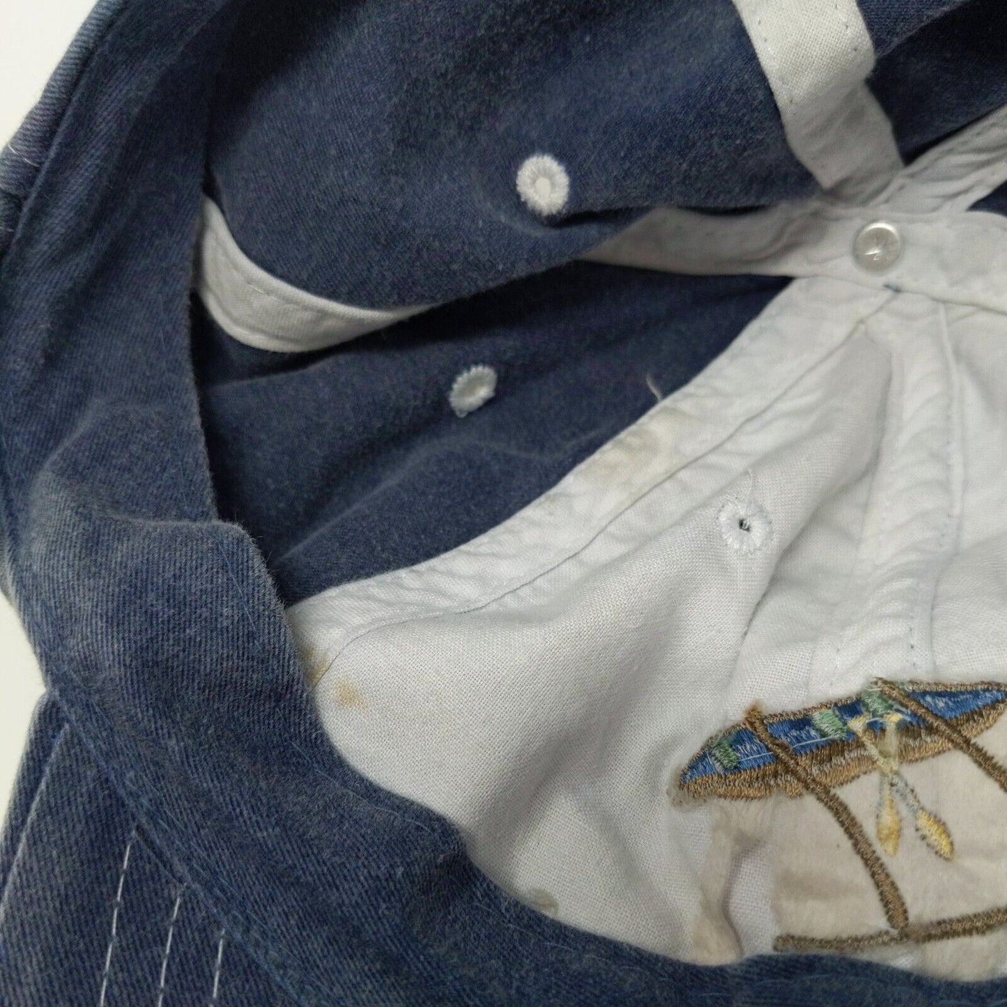 MAUI Slideback Hat Blue OSFA Adjustable Embroidered Vented Holes 6 Panel Cotton