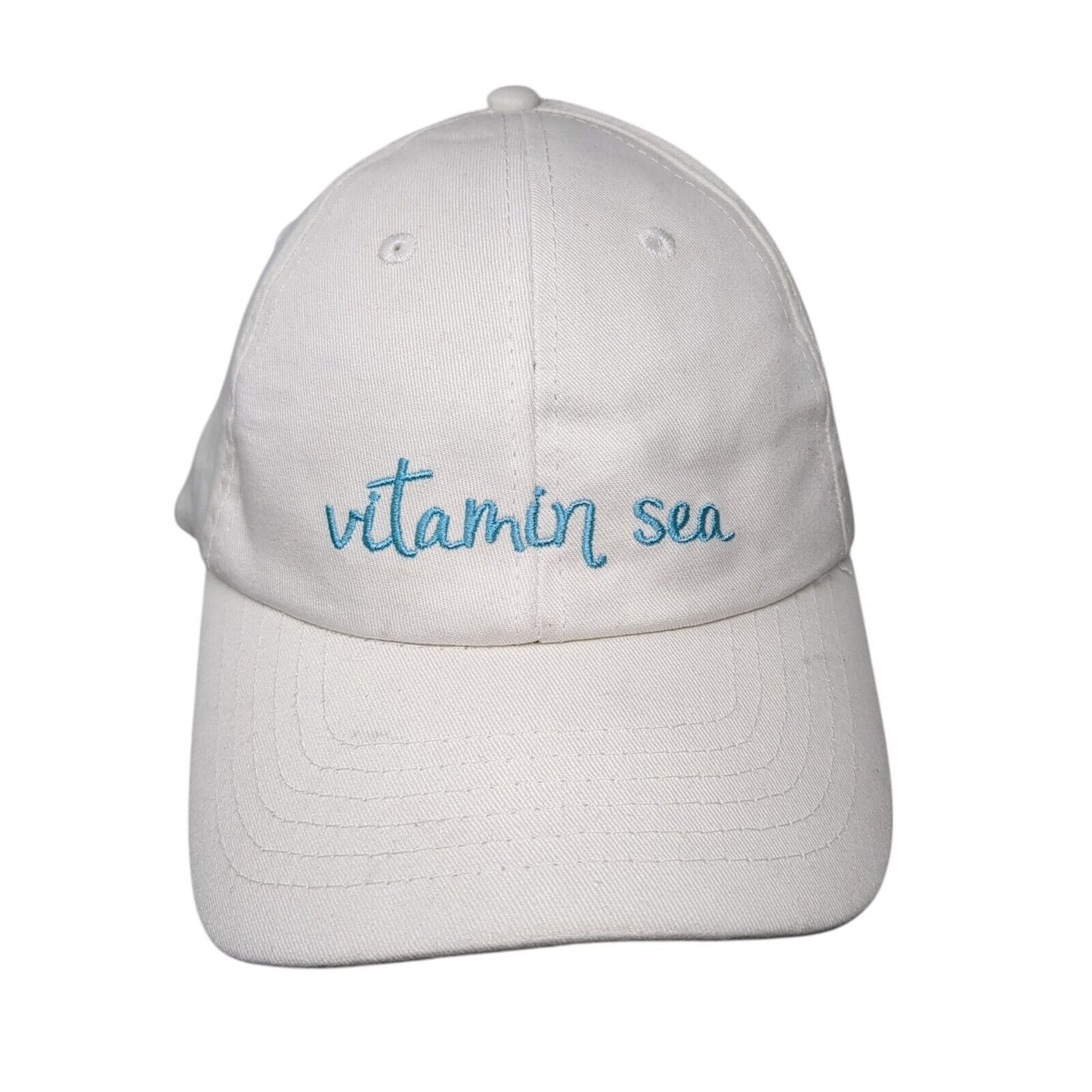 Vitamin Sea Strapback Hat White One Size Solid Adjustable Embroidered