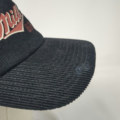 American Needle Miller High Life 5 Panel Black Hat One Size Corduroy Snapback