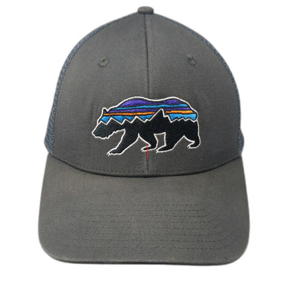 Patagonia Gray One Size Trucker Hat Fitz Roy Bear Mesh Back Snapback Mountains