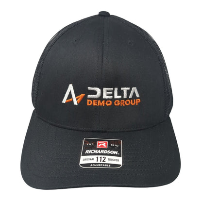 Delta Demo Group Snapback Trucker Hat Black One Size Mesh Back Adjustable