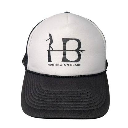 Huntington Beach Snapback Rope Trucker Hat Black One Size Mesh Back