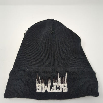 SCFMG Knit Beanie Hat Black One Size Embroidered Solid Outdoor Stretch