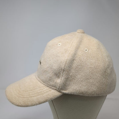 Steve Madden 5 Panel Beige Hat One Size Gold Metal Logo Satin Lined Textured