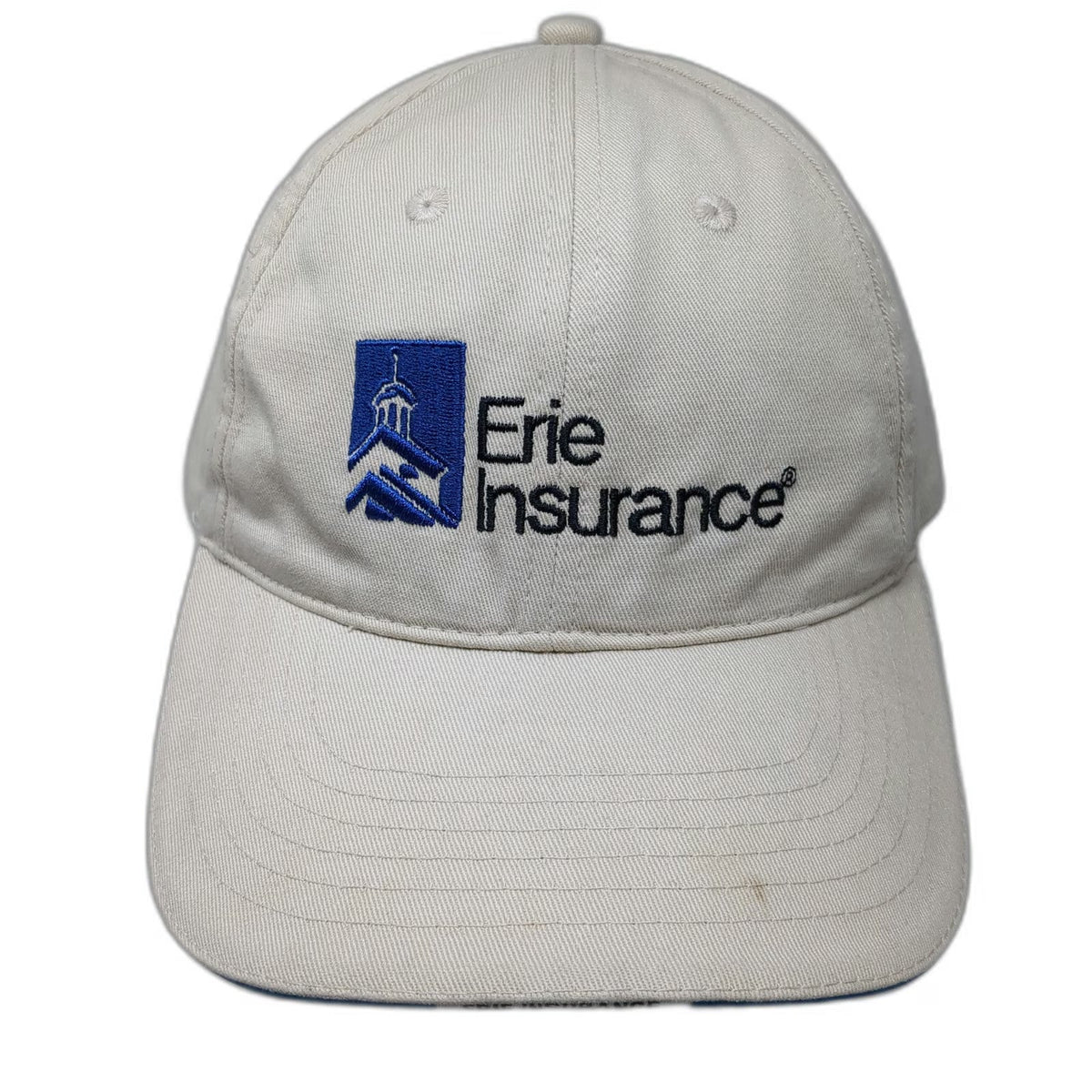 HDS Headwear Erie Insurance Baseball Cap Beige Blue One Size Strapback Logo Hat