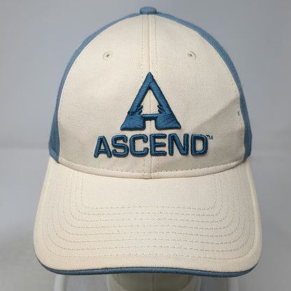 Ascend Baseball Cap Hat Blue Beige One Size Embroidered Logo Strapback Cotton