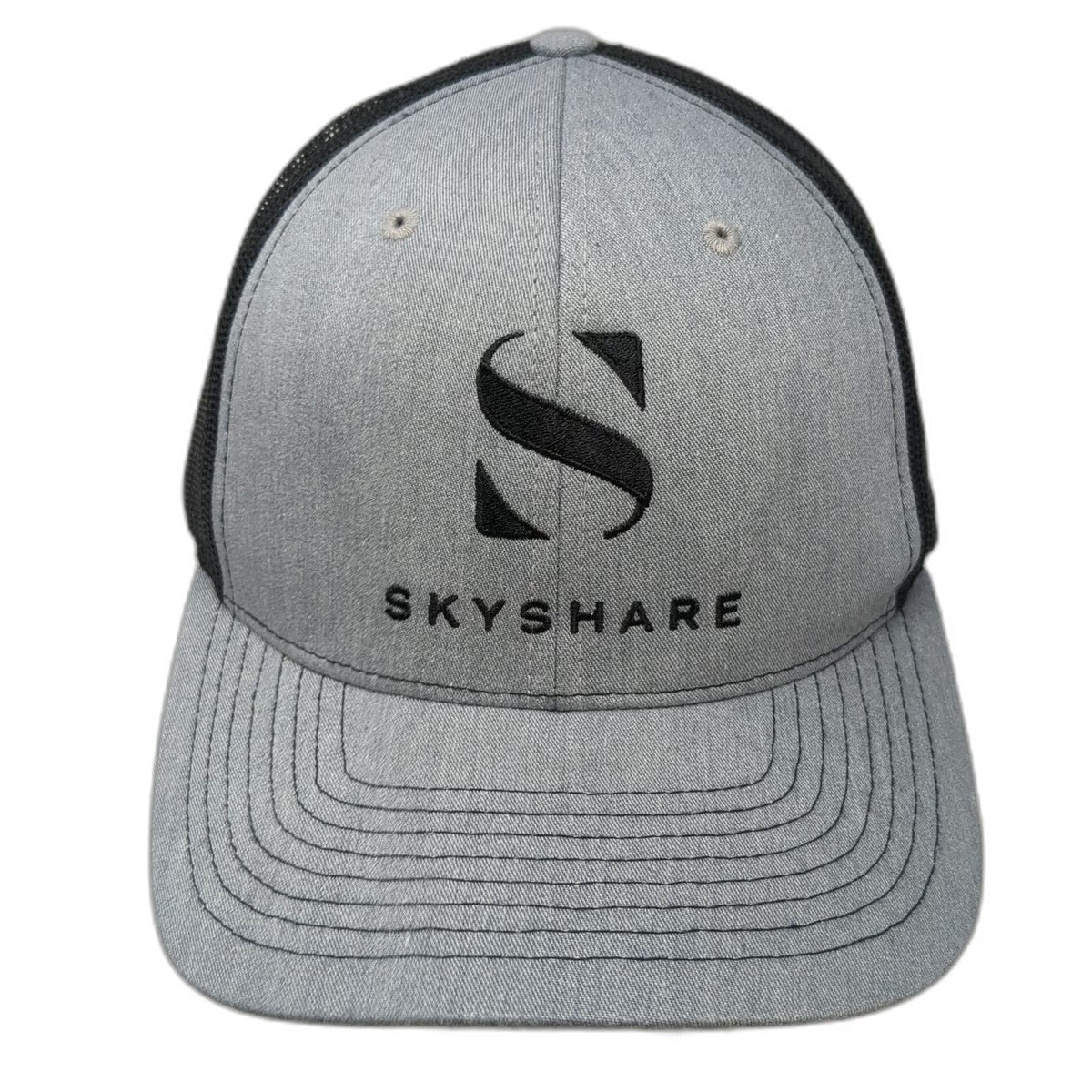 Richardson Trucker Hat Gray One Size Skyshare Logo Mesh Snapback Black 112