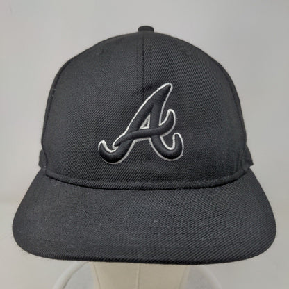 New Era Men's Fitted Hat Black 7 1/2 Embroidered Atlanta Braves Logo 59Fifty