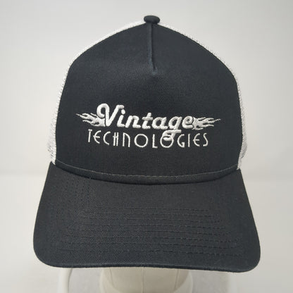 Vintage Technologies Snapback Mesh Back Trucker Hat Black One Size New Era