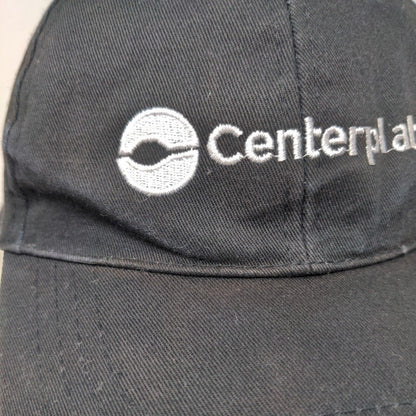 Centerplate Strapback Hat Black One Size Adjustable Embroidered 6 Panel