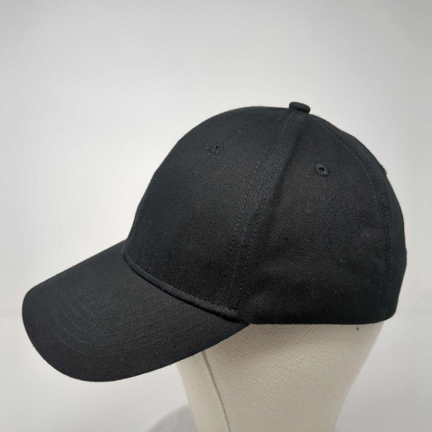Unbranded Slideback Hat Black One Size Adjustable Vented Holes 6 Panel Blank