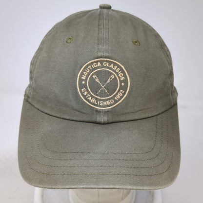 Nautica Baseball Cap Green One Size Embroidered Crest Crossed Oars Cotton Hat