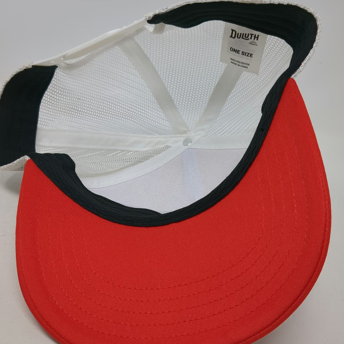 Duluth Trucker Hat White Red One Size Angry Beaverino Pizzeria Wisconsin Mesh