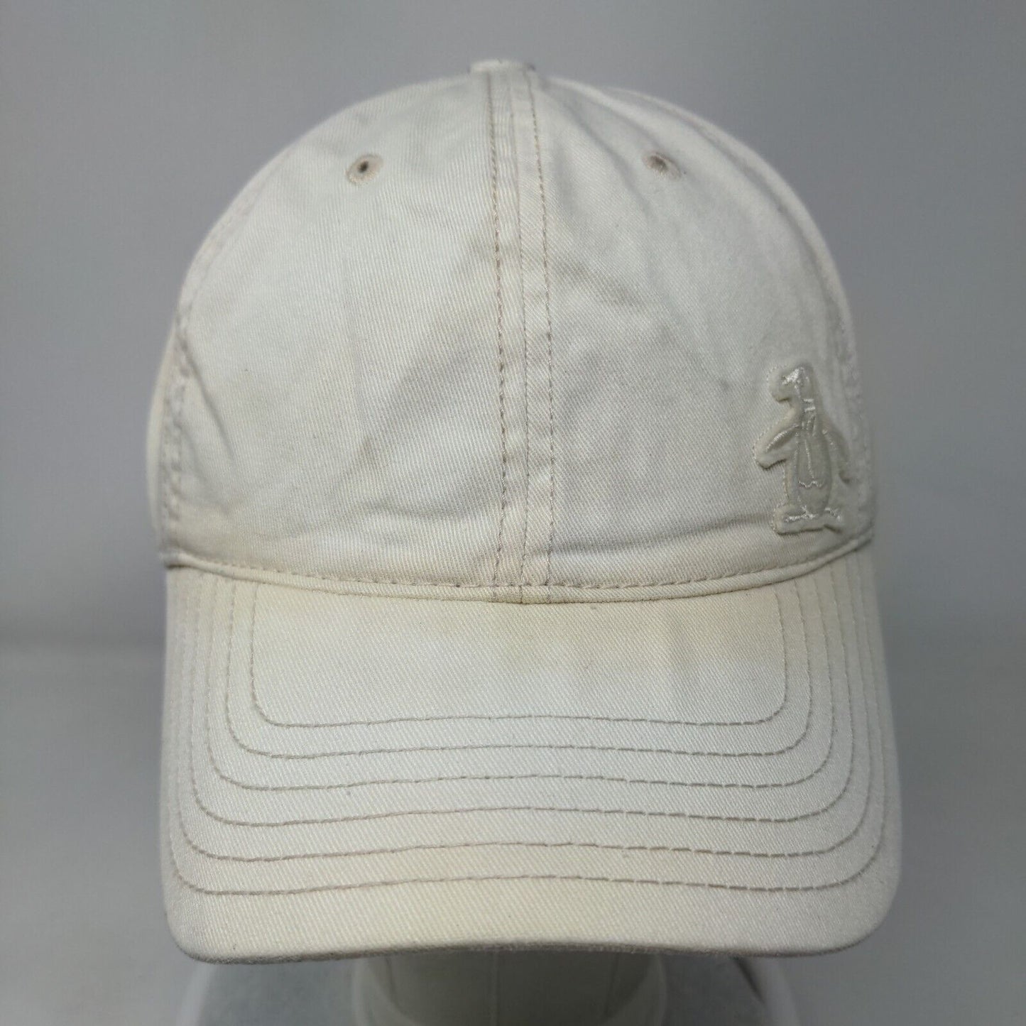 Penguin Slideback Hat Cream One Size Adjustable Patch Logo Munsingwear Cotton