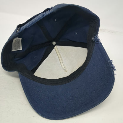 Vans 5 Panel Blue One Size Distressed Frayed Snapback Logo Patch Cotton Hat