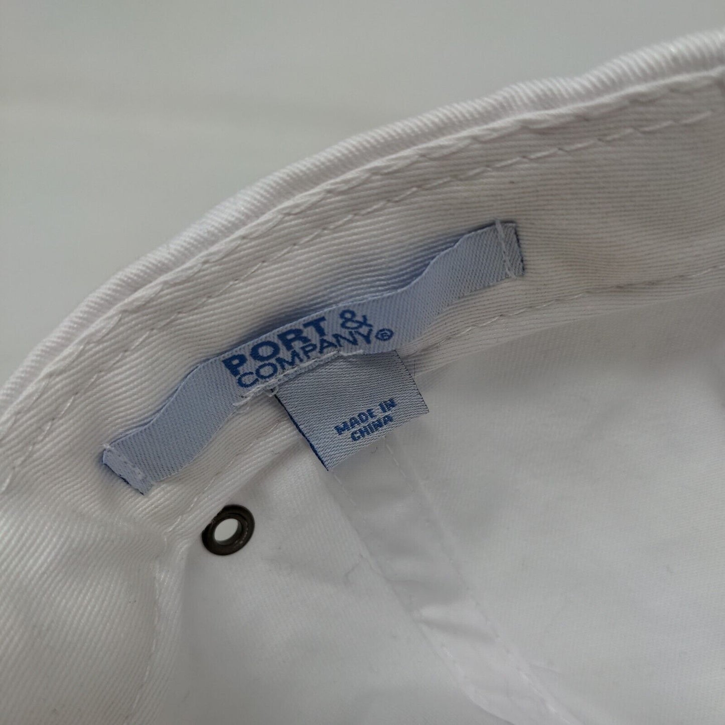 Port & Company Slideback Hat White One Size Embroidered Logo Vent Holes