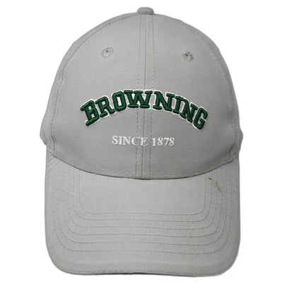 Browning Baseball Cap Gray One Size Buckmark Logo Embroidered Adjustable Strap