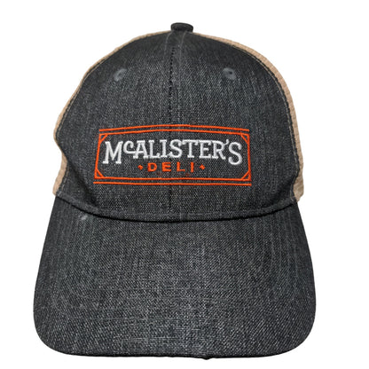 McAllisters Deli Men's Strapback Mesh Back Hat Gray Tan Employee Uniform Logo