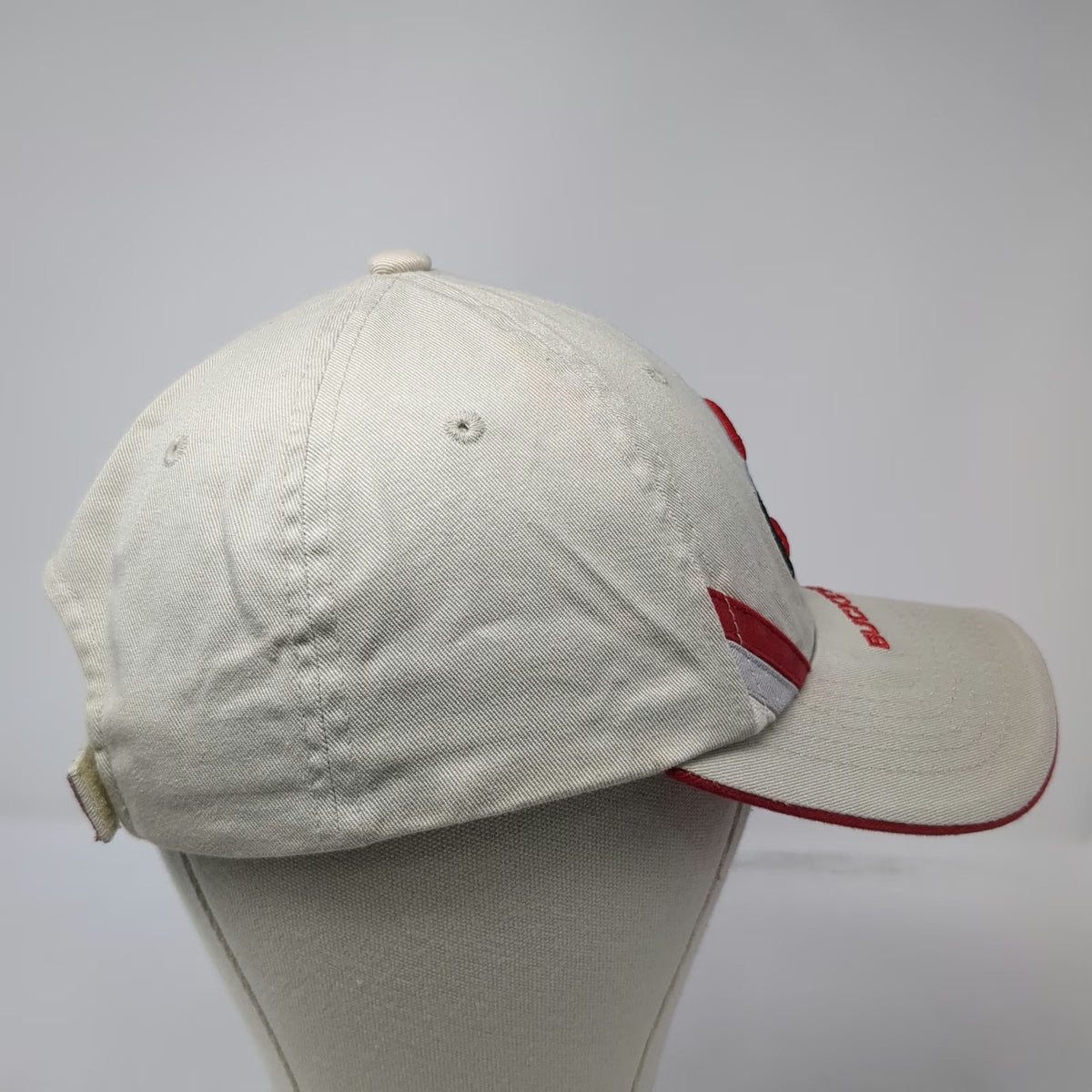 Headmaster Ohio State Buckeyes NCAA Beige Red One Size Strapback Embroidery Hat