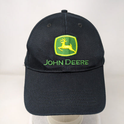 John Deere Strapback Hat Black One Size Solid Nothing Runs Like A Deer