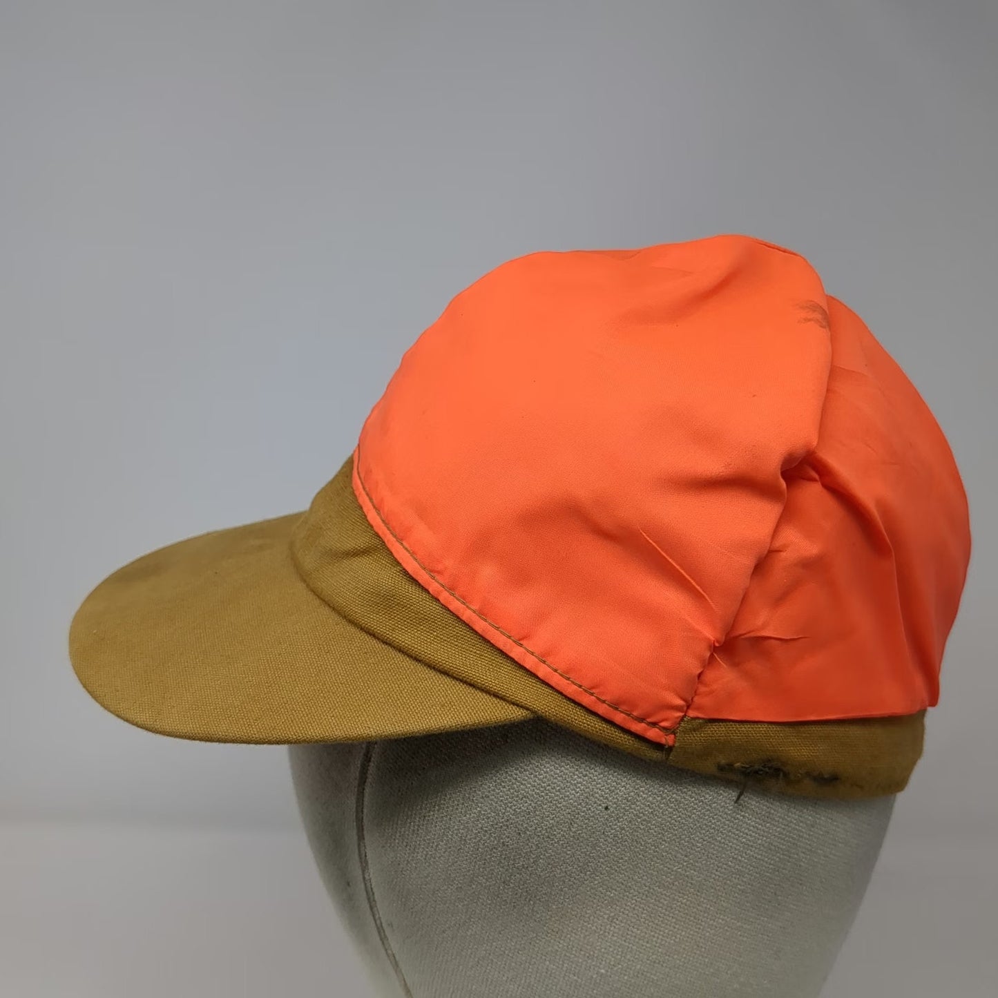 Dri-Duck Baseball Cap Orange Brown 6 3/4 Hunting Fitted Ear Flaps Hat Vintage