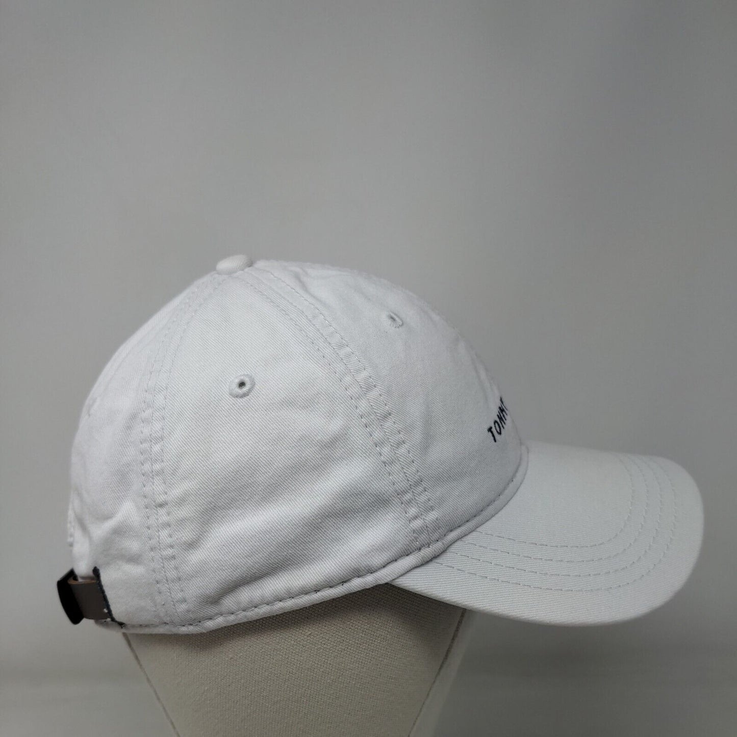 Tommy Hilfiger Slideback Hat White One Size Embroidered Leather Strap