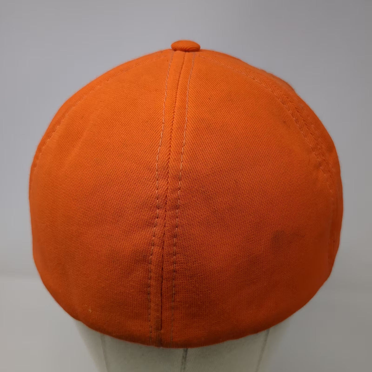 Orange Baseball Cap L Fitted Hat Green Underbrim Solid Polyester Hunting Vintage