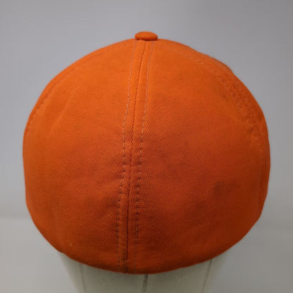 Orange Baseball Cap L Fitted Hat Green Underbrim Solid Polyester Hunting Vintage