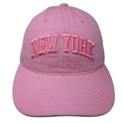 Pink One Size Baseball Cap New York Est 1625 City Cotton Embroidered Hat