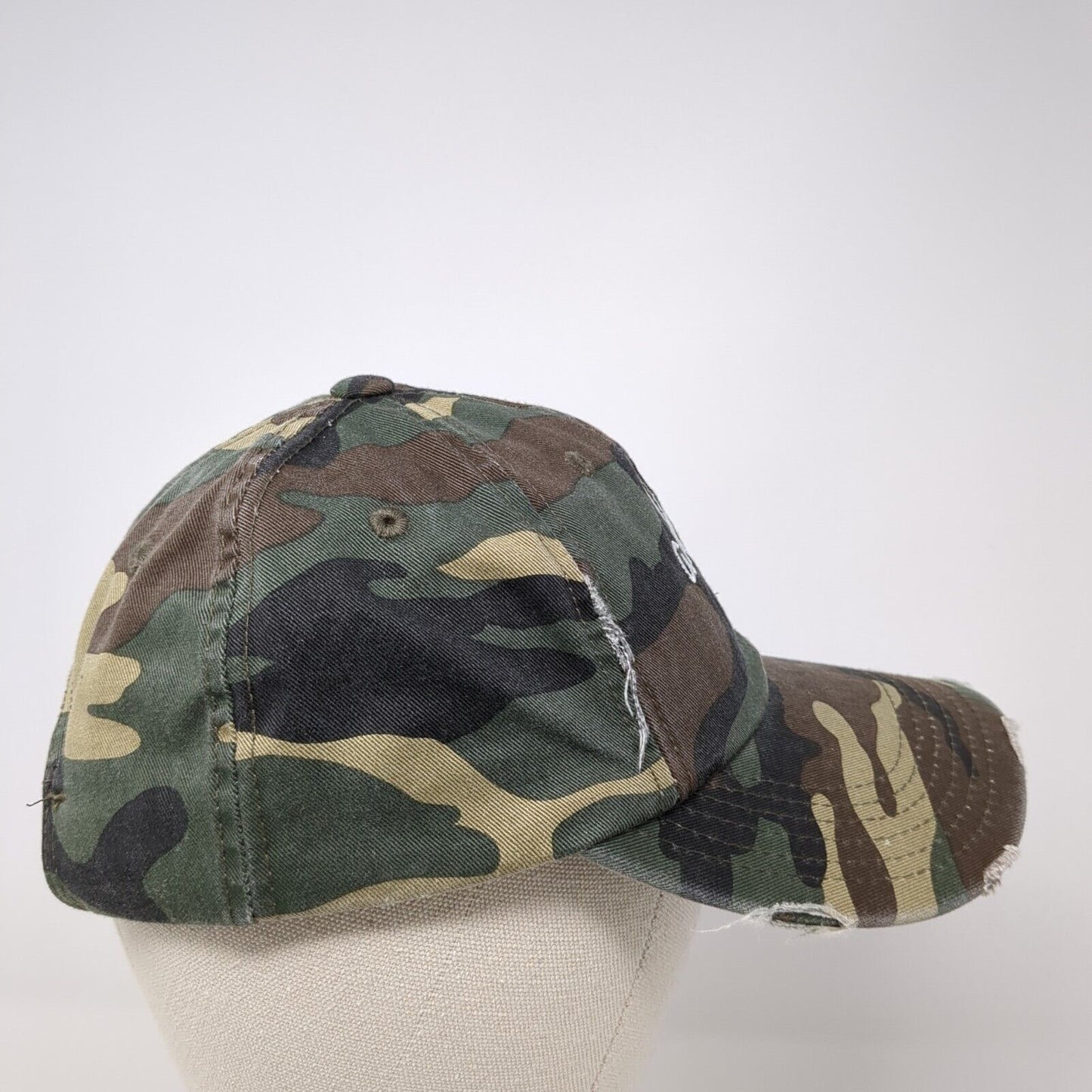 adpi Slideback Hat Camouflage OS Adjustable Embroidered Distressed District
