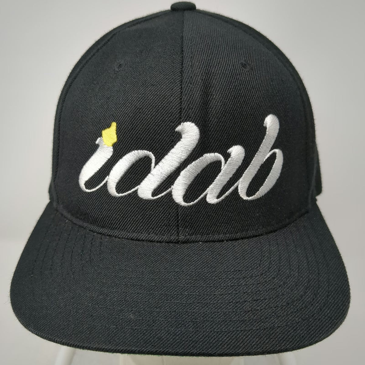 Yupoong Snapback Hat Black One Size idab Script Logo Flat Brim Green Underbrim